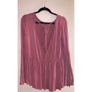 AEO Soft & Sexy Peplum Bell Sleeve Top